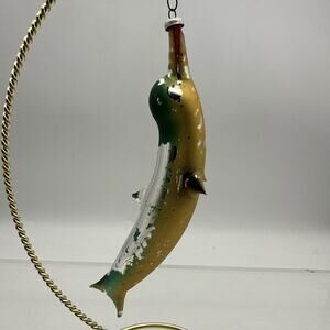 Vintage/antique dolphin Mercury glass ornament Italy 7” - Paint Loss